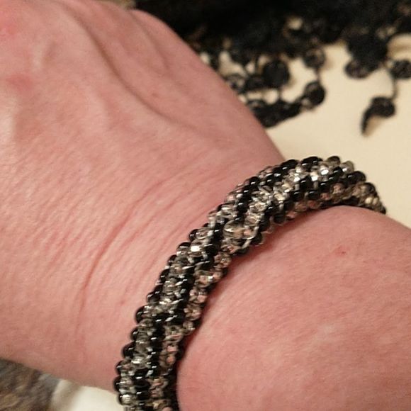 Hand Sewn Black and Silver Bracelet! - Picture 6 of 8
